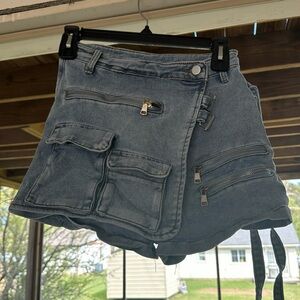 Asymmetrical Jean skort